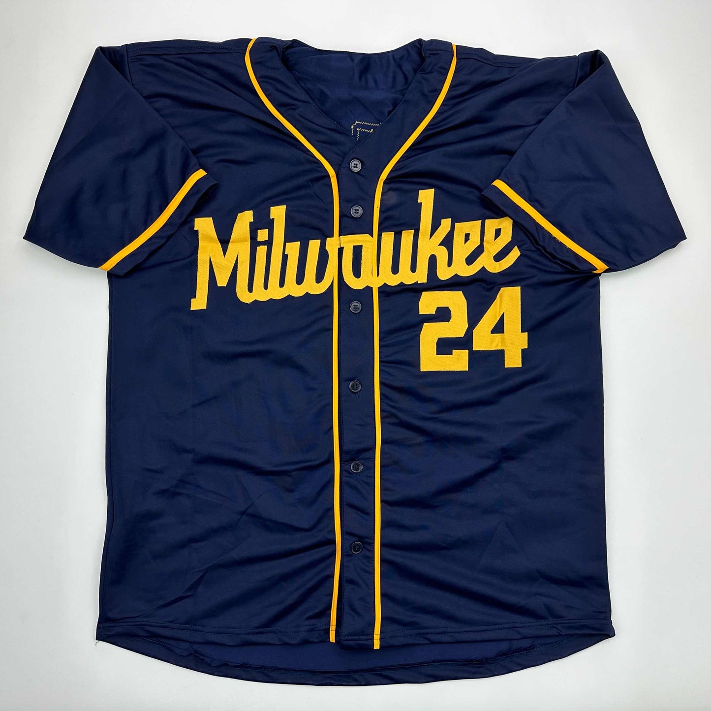 Facsimile Autographed William Contreras Milwaukee Blue Reprint Laser Auto Baseball Jersey Size Men's XL