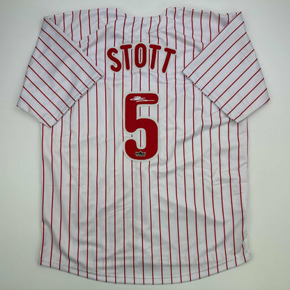 Facsimile Autographed Bryson Stott Philadelphia Pinstripe Reprint Laser Auto Baseball Jersey Size Men's XL