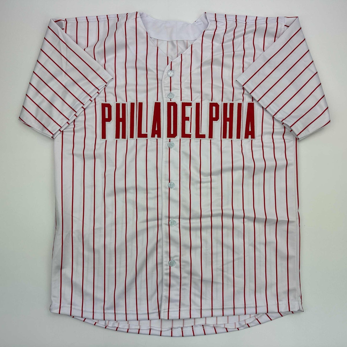 Facsimile Autographed Alec Bohm Philadelphia Pinstripe Reprint Laser Auto Baseball Jersey Size Men's XL