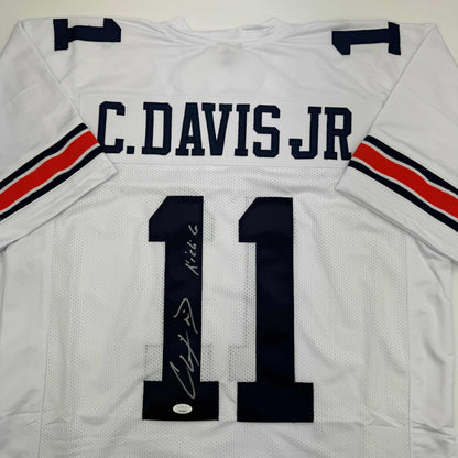 Autographed/Signed Chris Davis Jr. Auburn White College Football Jersey JSA COA
