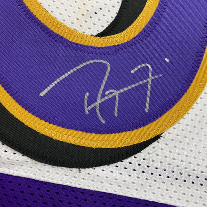 Autographed/Signed Ray Lewis Baltimore Split Purple White Football Jersey JSA COA
