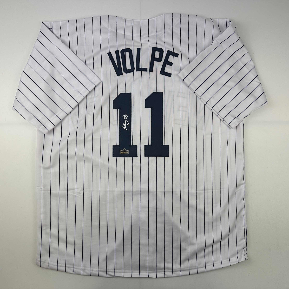 Facsimile Autographed Anthony Volpe New York Pinstripe Reprint Laser Auto Baseball Jersey Size Men's XL