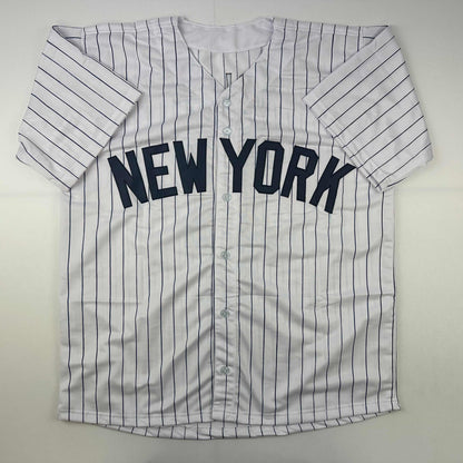 Facsimile Autographed Anthony Volpe New York Pinstripe Reprint Laser Auto Baseball Jersey Size Men's XL