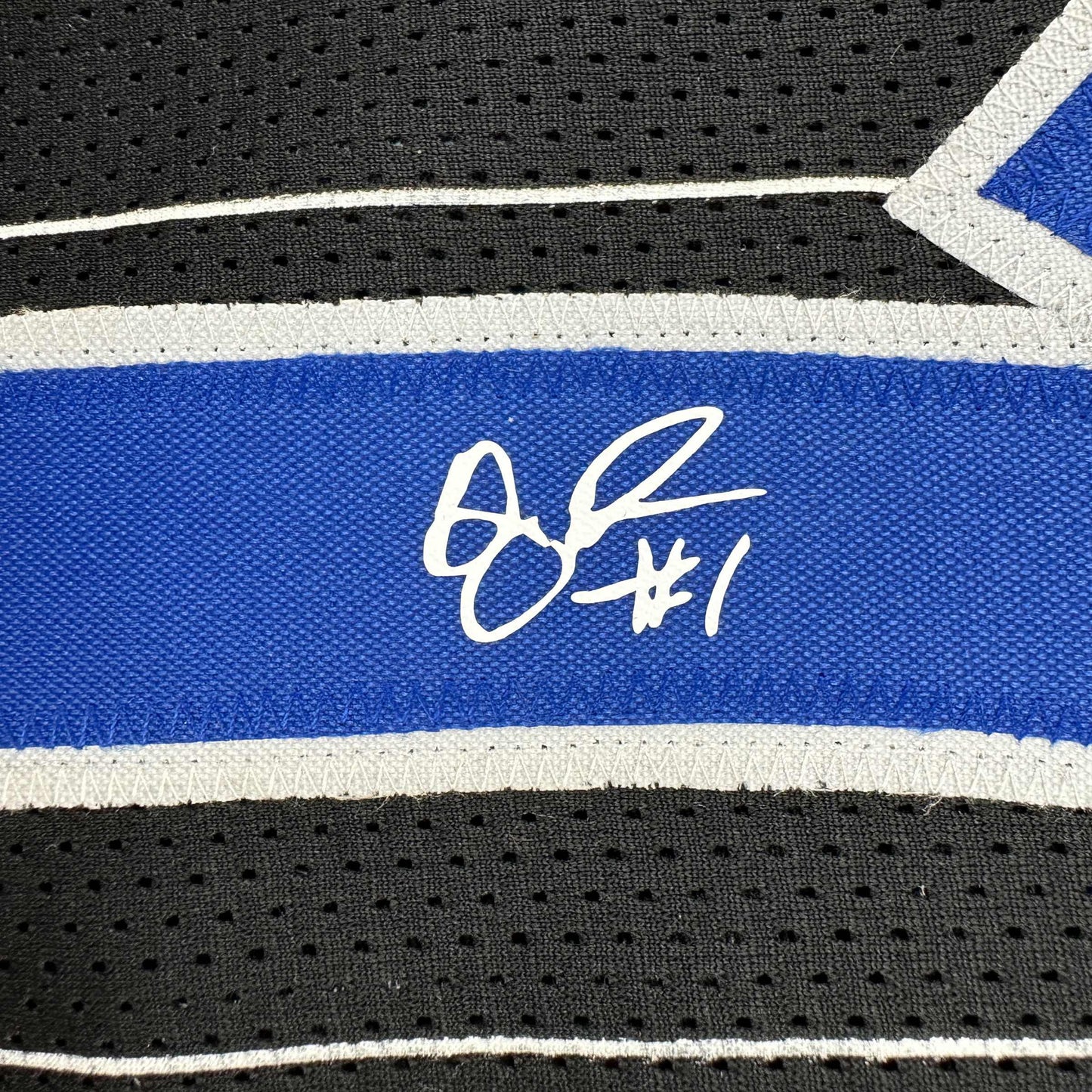 Facsimile Autographed Anfernee Penny Hardaway Orlando Black Pinstripe Reprint Laser Auto Basketball Jersey Size Men's XL
