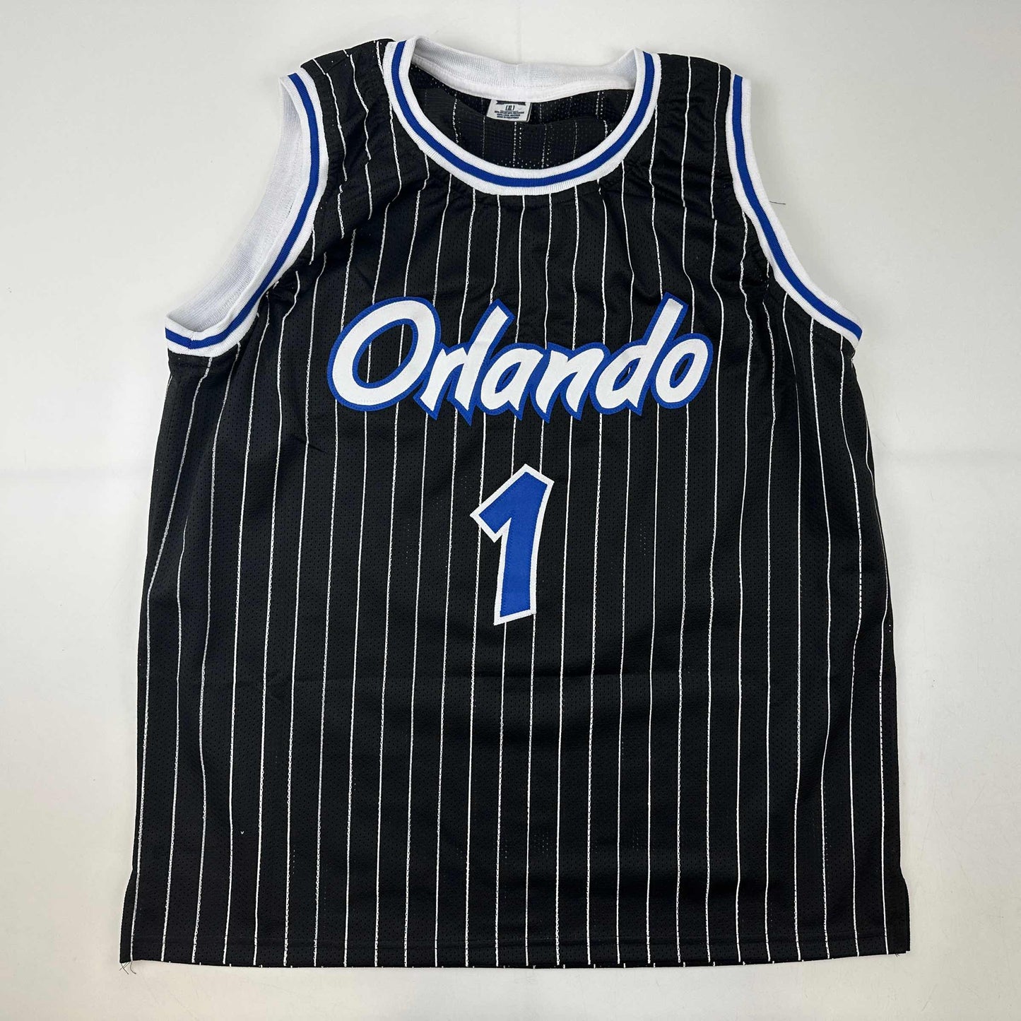 Facsimile Autographed Anfernee Penny Hardaway Orlando Black Pinstripe Reprint Laser Auto Basketball Jersey Size Men's XL