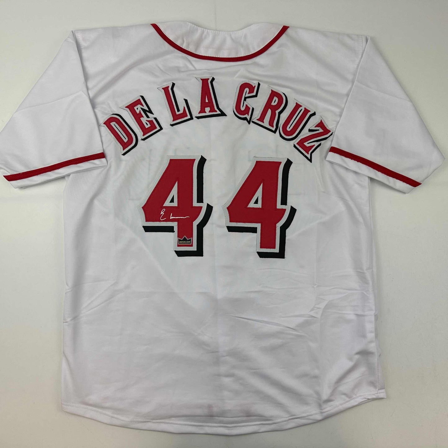 Facsimile Autographed Elly De La Cruz Cincinnati White Reprint Laser Auto Baseball Jersey Size Men's XL