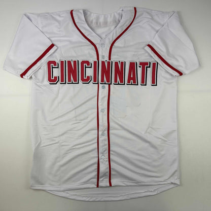 Facsimile Autographed Elly De La Cruz Cincinnati White Reprint Laser Auto Baseball Jersey Size Men's XL