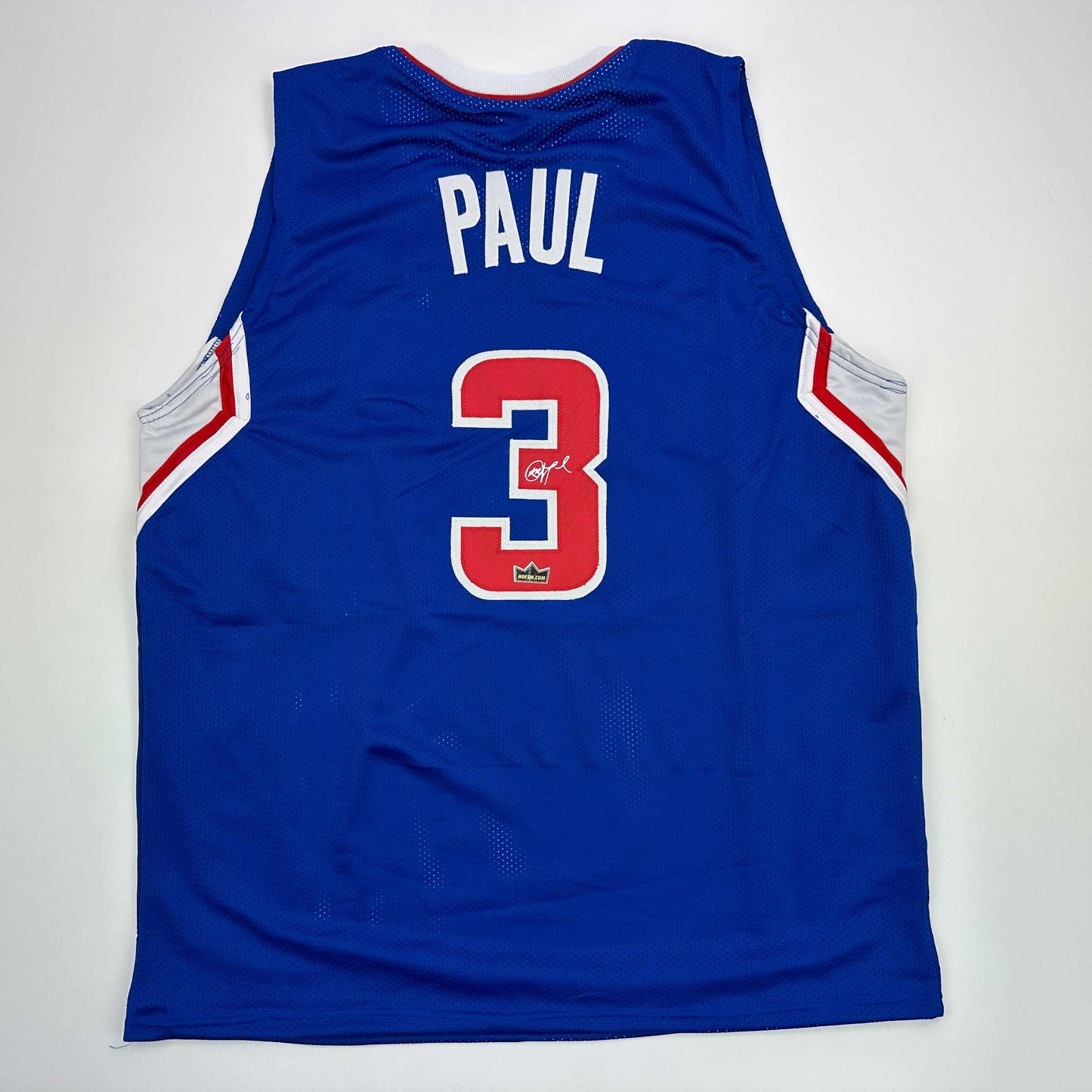Facsimile Autographed Chris Paul Los Angeles LA Blue Reprint Laser Auto Basketball Jersey Size Men's XL