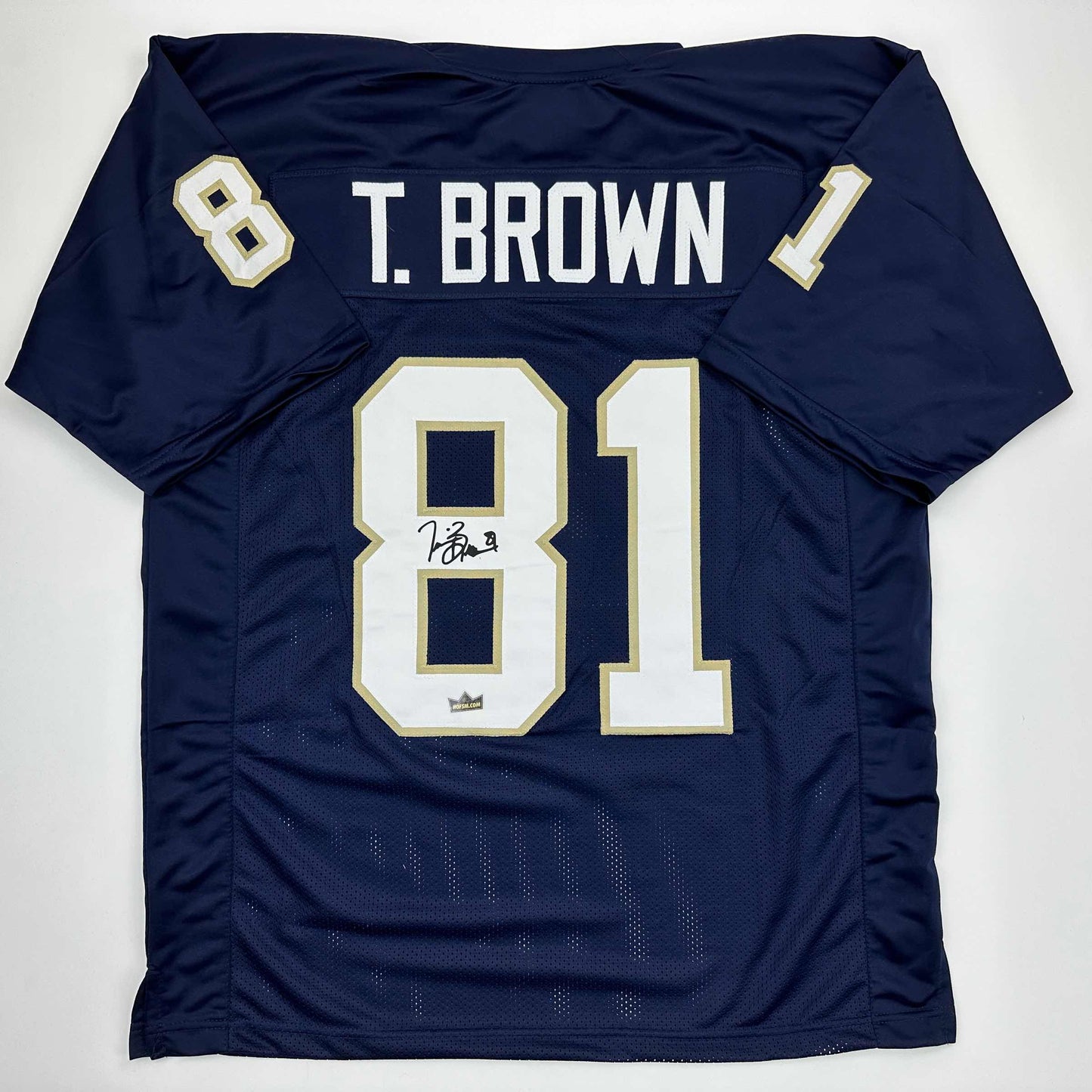 Facsimile Autographed Tim Brown Notre Dame Blue Reprint Laser Auto College Football Jersey Size Men's XL