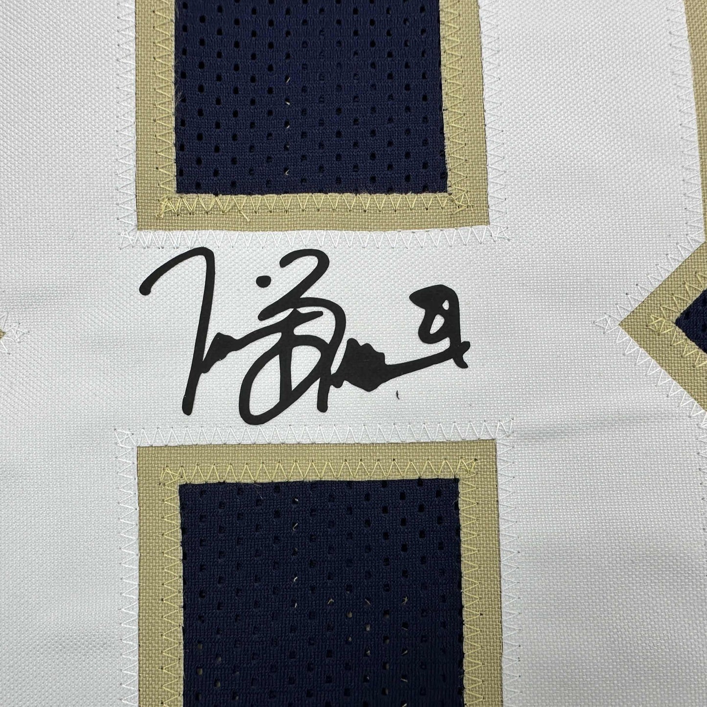 Facsimile Autographed Tim Brown Notre Dame Blue Reprint Laser Auto College Football Jersey Size Men's XL