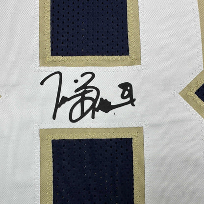 Facsimile Autographed Tim Brown Notre Dame Blue Reprint Laser Auto College Football Jersey Size Men's XL