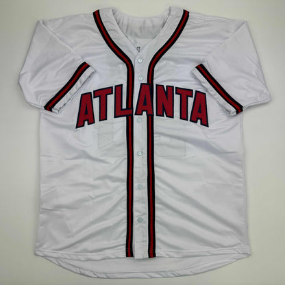 Facsimile Autographed Marcell Ozuna Atlanta White Reprint Laser Auto Baseball Jersey Size Men's XL