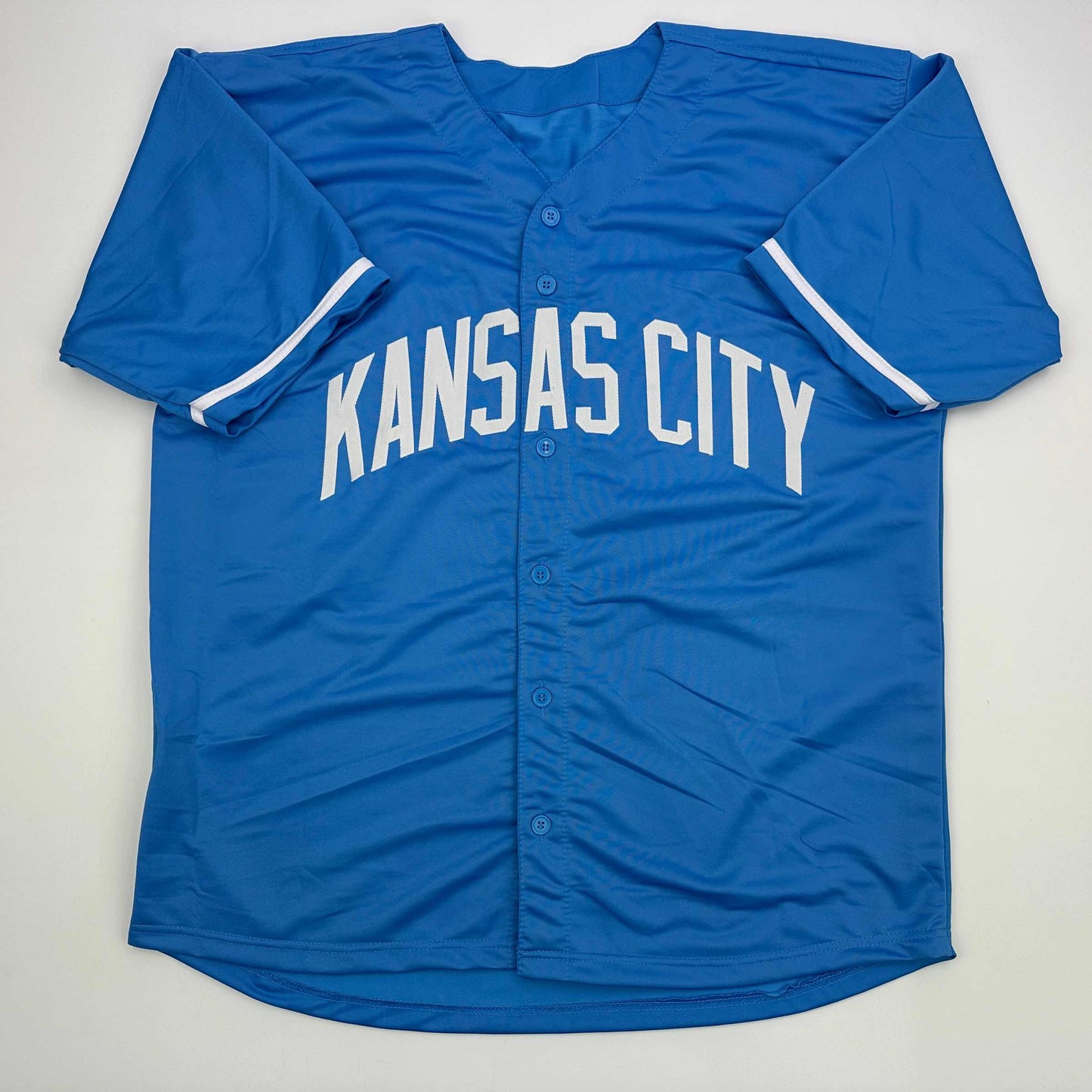Facsimile Autographed Bobby Witt Jr Kansas City Blue Reprint Laser Auto Baseball Jersey Size Men's XL