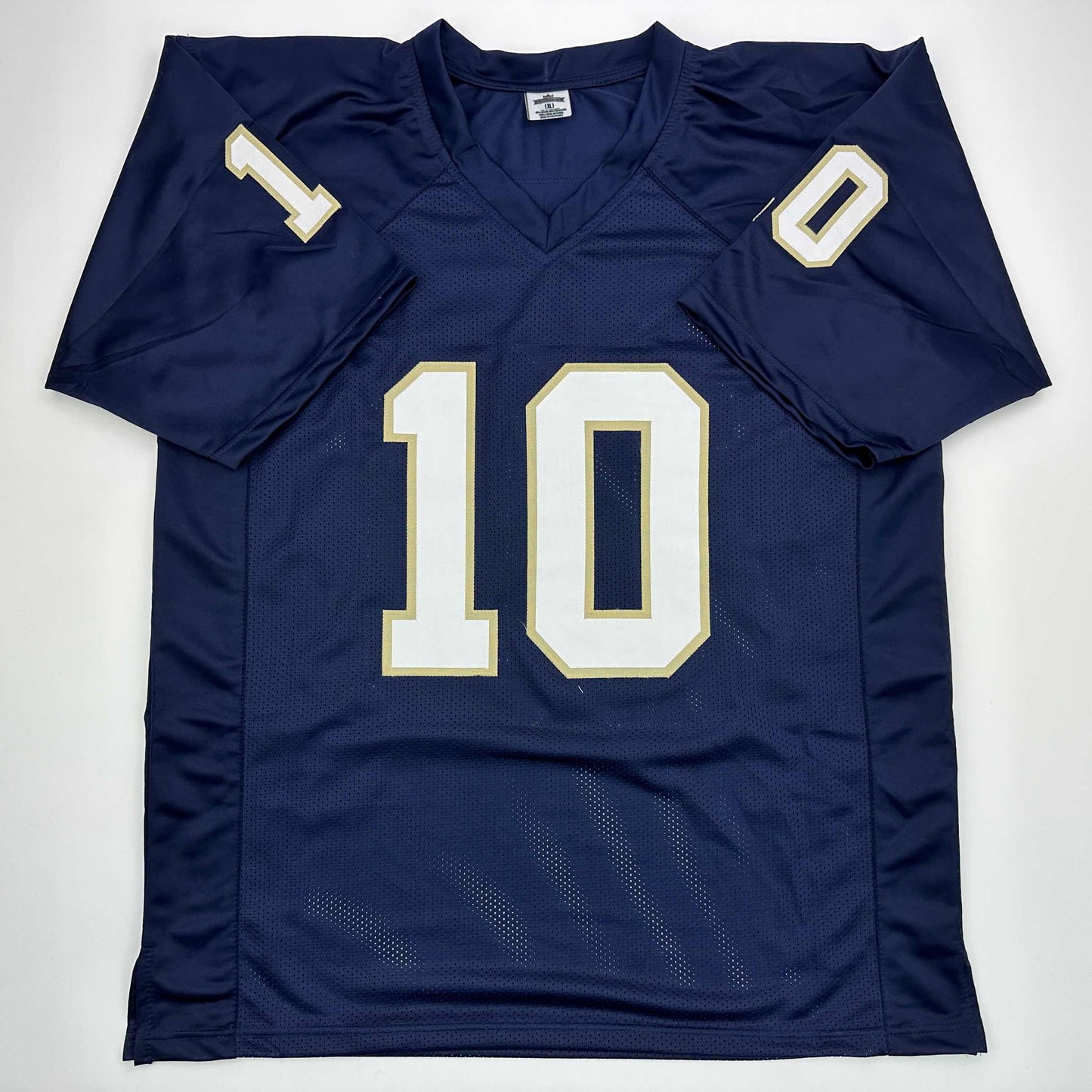 Facsimile Autographed Brady Quinn Notre Dame Blue Reprint Laser Auto College Football Jersey Size Men's XL