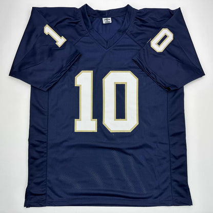 Facsimile Autographed Brady Quinn Notre Dame Blue Reprint Laser Auto College Football Jersey Size Men's XL