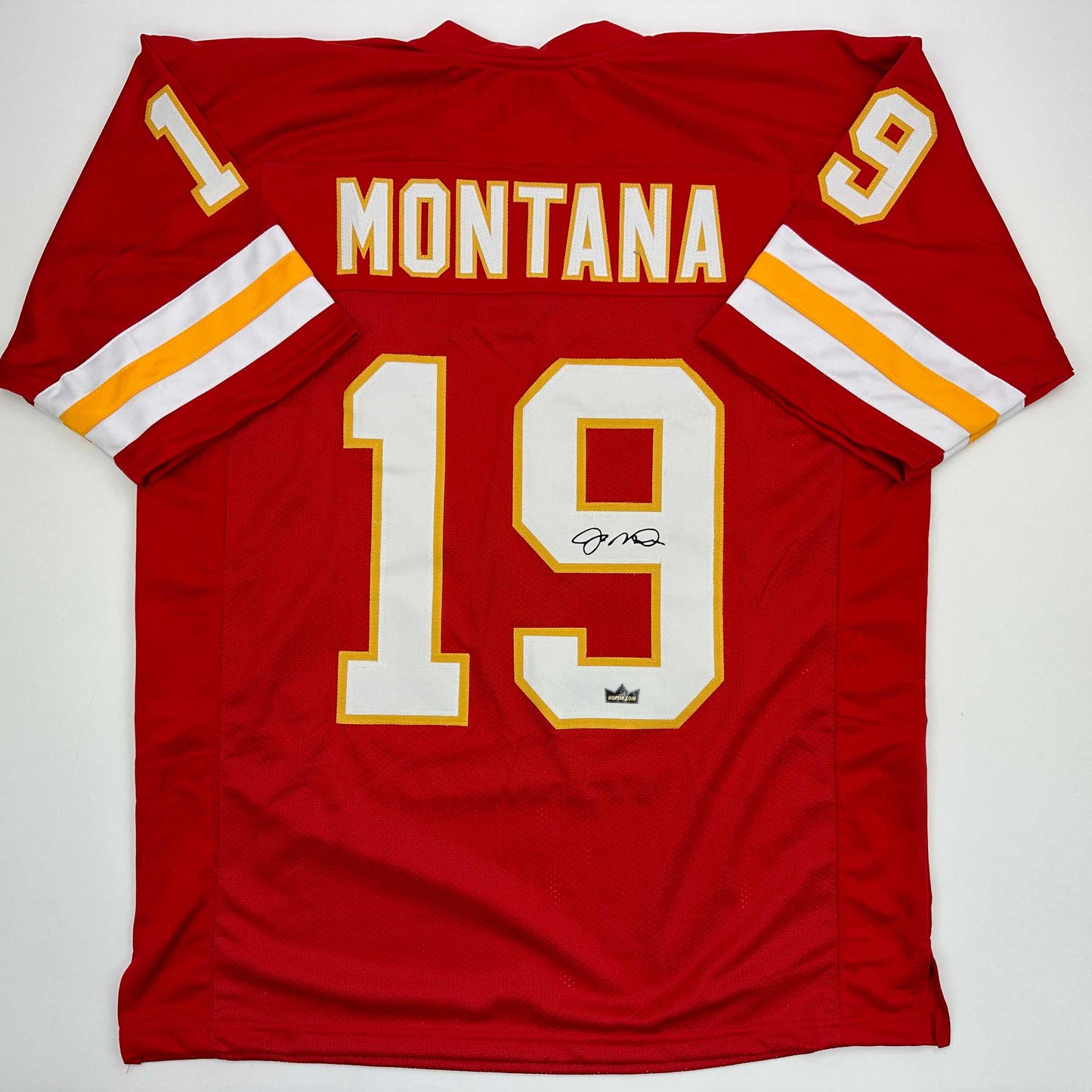 Facsimile Autographed Joe Montana Kansas City Red Reprint Laser Auto Football Jersey Size Men's XL