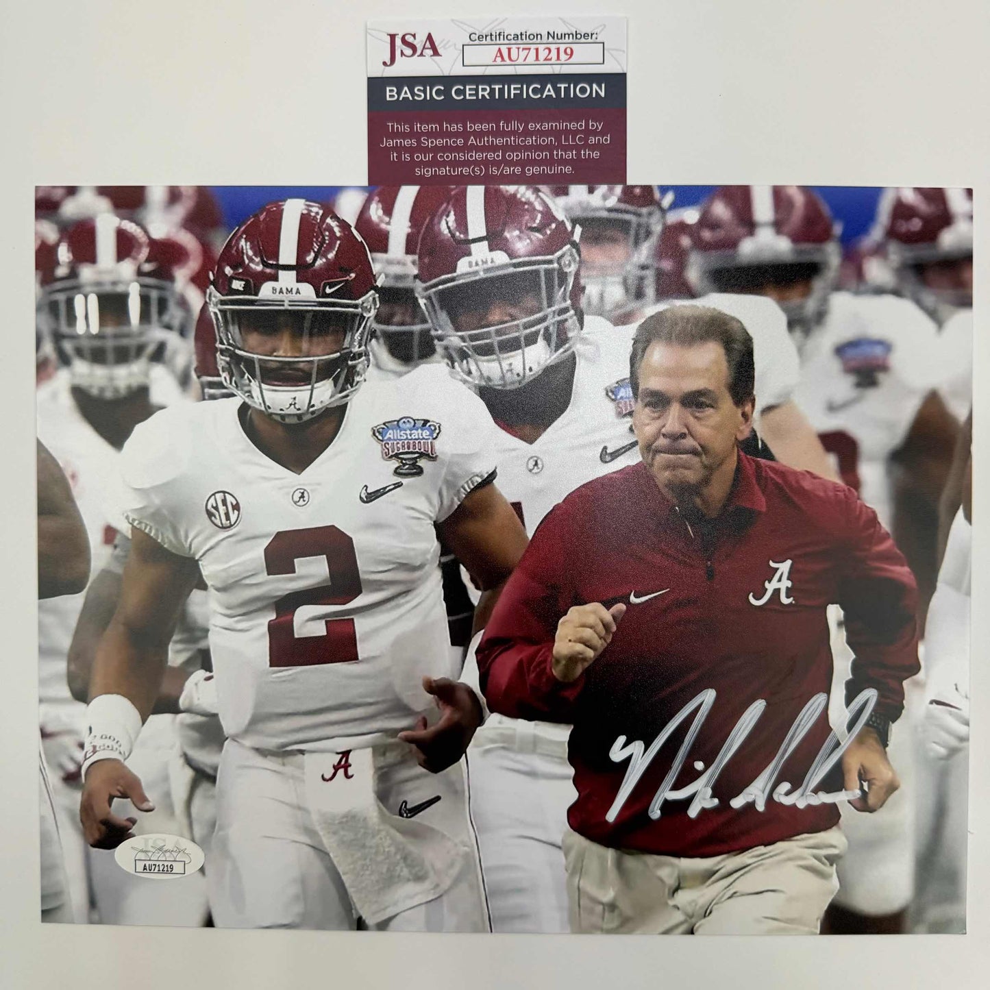 Autographed/Signed Nick Saban Alabama Crimson Tide 8x10 College Football Photo JSA COA #4