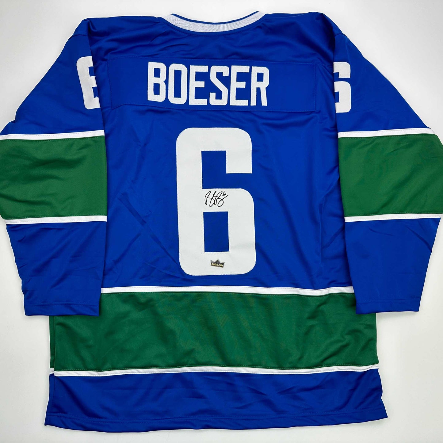 Facsimile Autographed Brock Boeser Vancouver Blue Reprint Laser Auto Hockey Jersey Size Men's XL