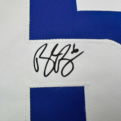 Framed Facsimile Autographed Brock Boeser 35x39 Vancouver Blue Reprint Laser Auto Hockey Jersey
