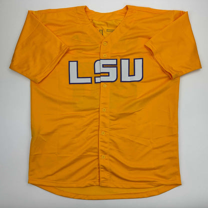 Facsimile Autographed Paul Skenes LSU Yellow Reprint Laser Auto College Baseball Jersey Size Men's XL