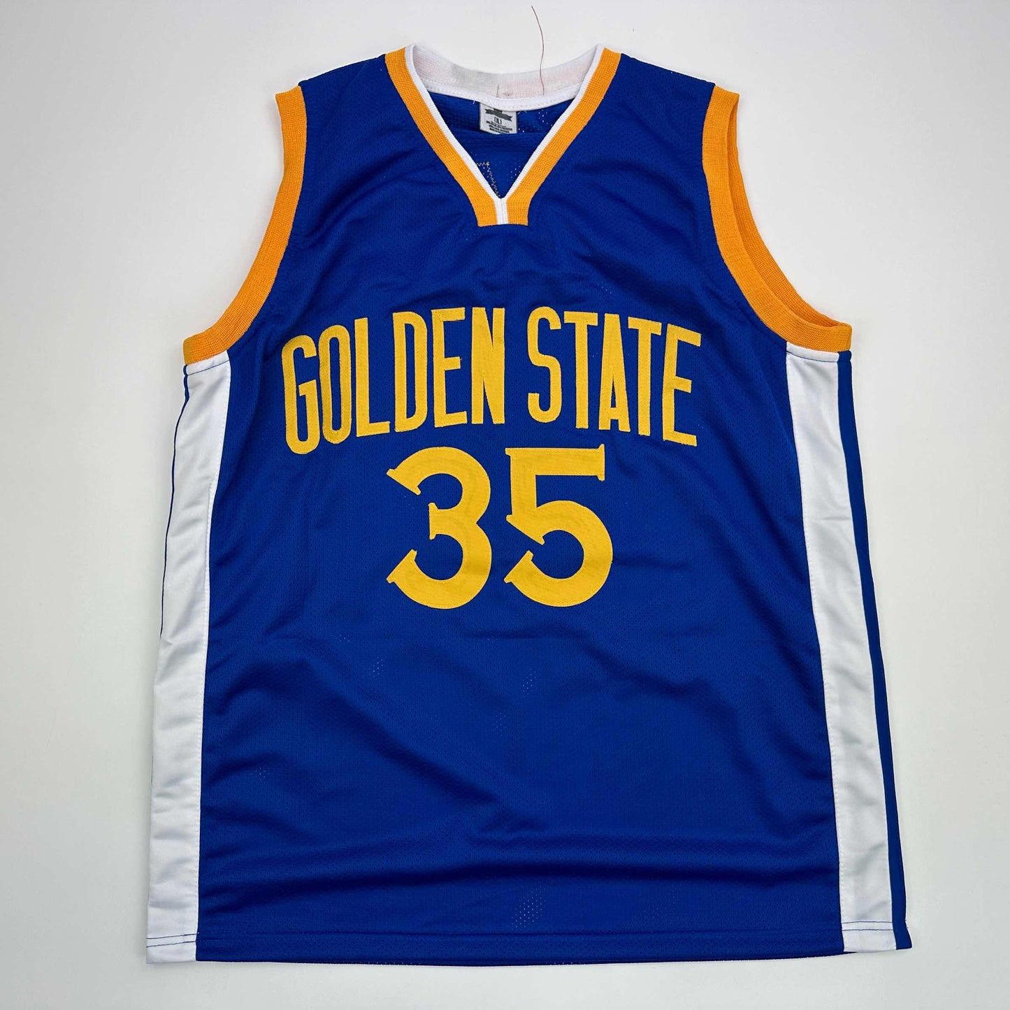 Facsimile Autographed Kevin Durant Golden State Blue Reprint Laser Auto Basketball Jersey Size Men's XL