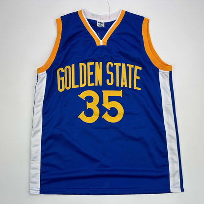 Facsimile Autographed Kevin Durant Golden State Blue Reprint Laser Auto Basketball Jersey Size Men's XL