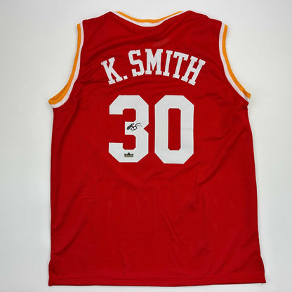 Facsimile Autographed Kenny Smith Houston Red Reprint Laser Auto Basketball Jersey Size Men's XL