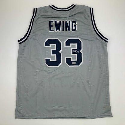 Facsimile Autographed Patrick Ewing Georgetown Grey Reprint Laser Auto College Basketball Jersey Size Men's XL