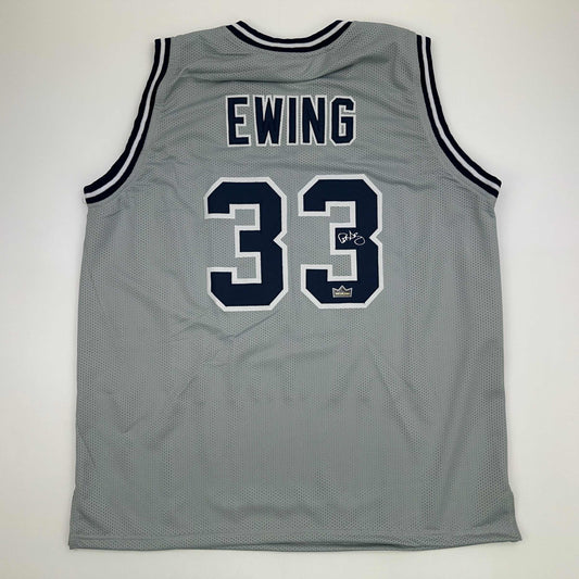 Facsimile Autographed Patrick Ewing Georgetown Grey Reprint Laser Auto College Basketball Jersey Size Men's XL