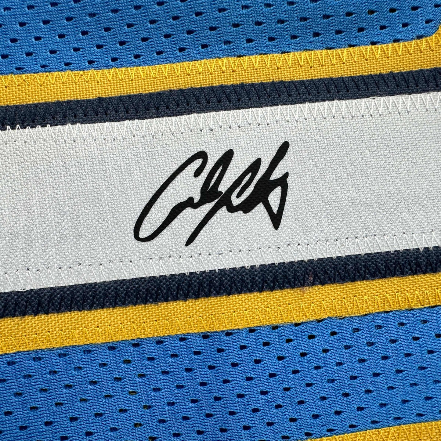Facsimile Autographed Carmelo Anthony Denver Blue Reprint Laser Auto Basketball Jersey Size Men's XL
