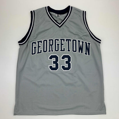 Facsimile Autographed Patrick Ewing Georgetown Grey Reprint Laser Auto College Basketball Jersey Size Men's XL