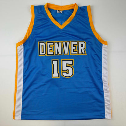 Facsimile Autographed Carmelo Anthony Denver Blue Reprint Laser Auto Basketball Jersey Size Men's XL