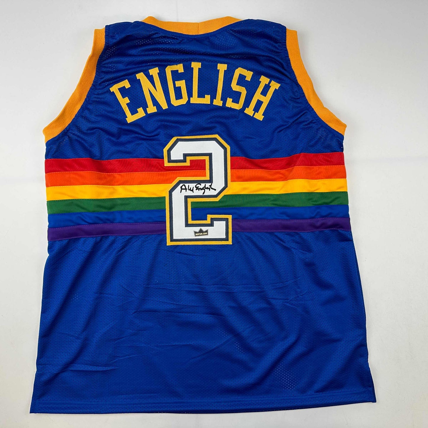 Facsimile Autographed Alex English Denver Blue Reprint Laser Auto Basketball Jersey Size Men's XL