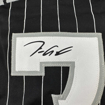 Facsimile Autographed Tim Anderson Chicago Black Pinstripe City Connect Reprint Laser Auto Baseball Jersey Size Men's XL
