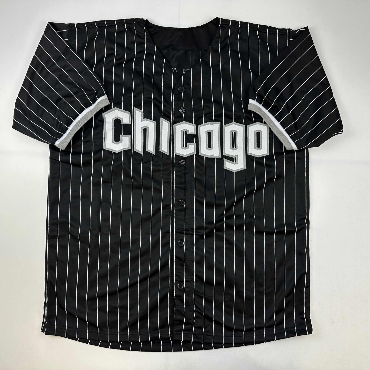 Facsimile Autographed Tim Anderson Chicago Black Pinstripe City Connect Reprint Laser Auto Baseball Jersey Size Men's XL