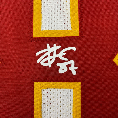 Facsimile Autographed Travis Kelce Kansas City White Reprint Laser Auto Football Jersey Size Men's XL