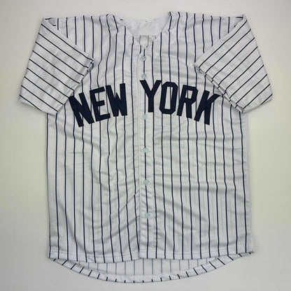 Facsimile Autographed Luis Gil New York Pinstripe Reprint Laser Auto Baseball Jersey Size Men's XL