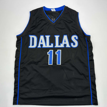 Facsimile Autographed Kyrie Irving Dallas Black Reprint Laser Auto Basketball Jersey Size Men's XL
