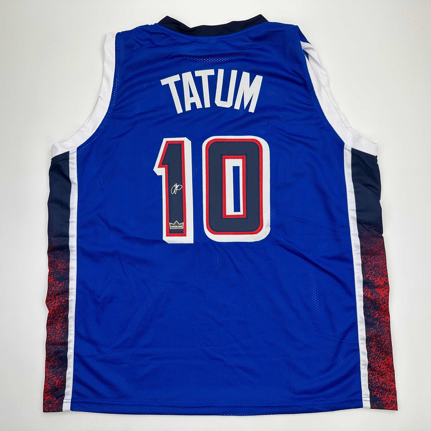 Facsimile Autographed Jayson Tatum 2024 United States Team USA Blue Reprint Laser Auto Basketball Jersey Size Men's XL