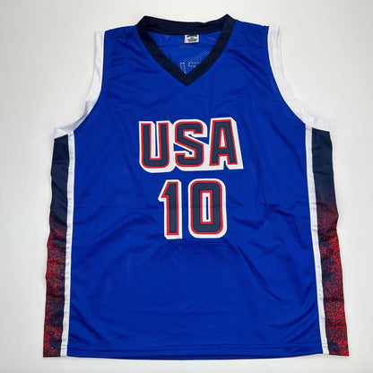 Facsimile Autographed Jayson Tatum 2024 United States Team USA Blue Reprint Laser Auto Basketball Jersey Size Men's XL