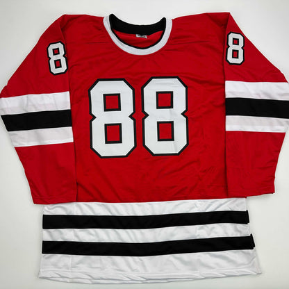 Facsimile Autographed Patrick Kane Chicago Red Reprint Laser Auto Hockey Jersey Size Men's XL