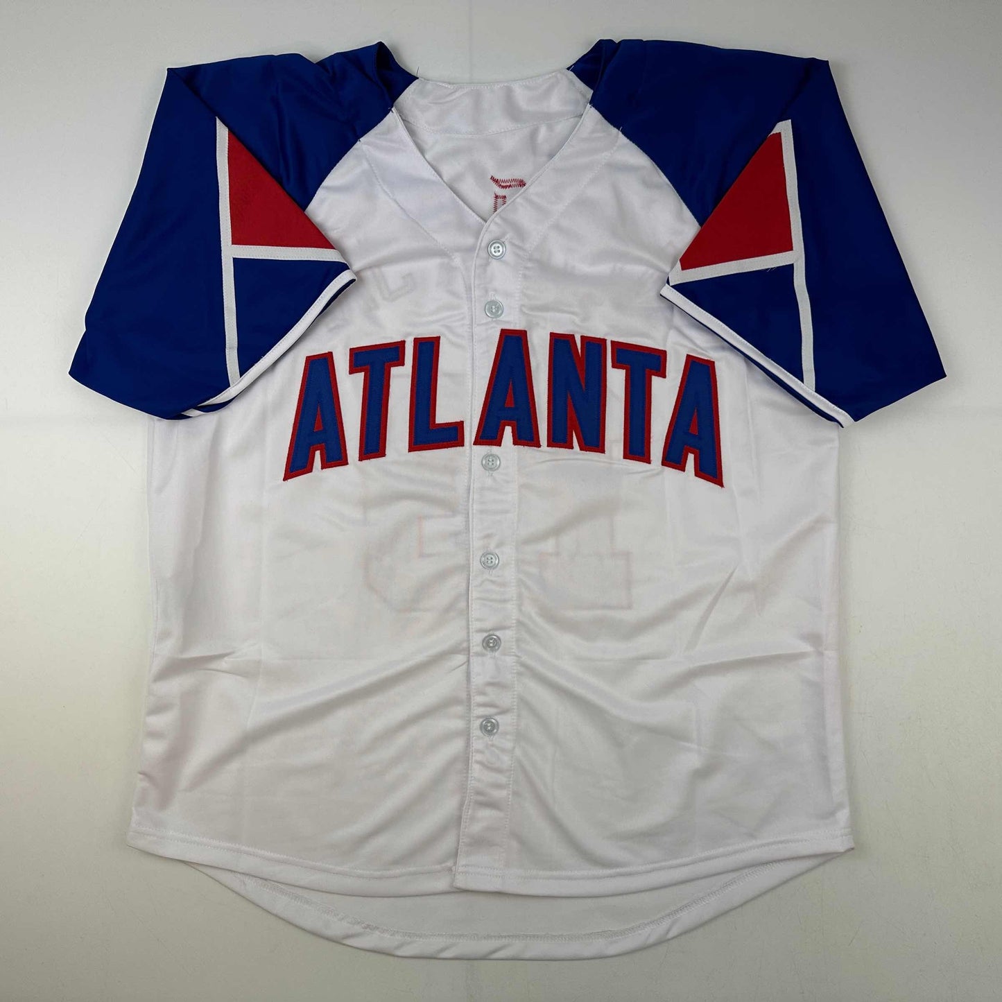 Facsimile Autographed Ronald Acuna Jr. Atlanta White Reprint Laser Auto Baseball Jersey Size Men's XL