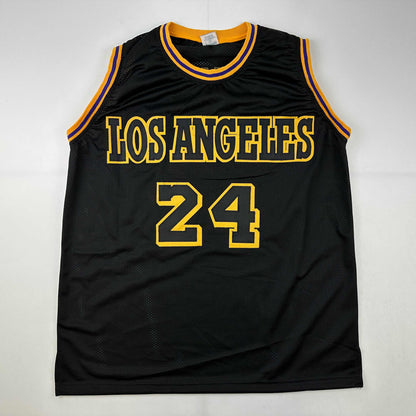Facsimile Autographed Kobe Bryant #24 Black Mamba Los Angeles LA Reprint Laser Auto Basketball Jersey Size Men's XL