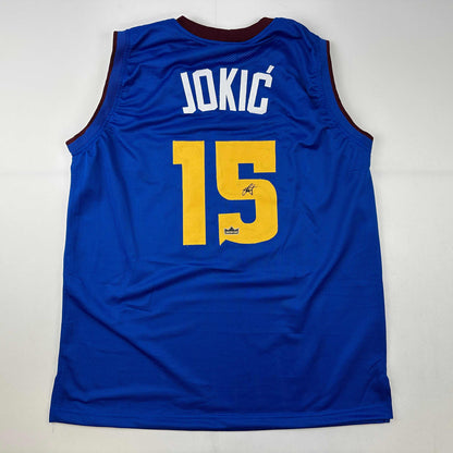 Facsimile Autographed Nikola Jokic Denver Royal Blue Reprint Laser Auto Basketball Jersey Size Men's XL