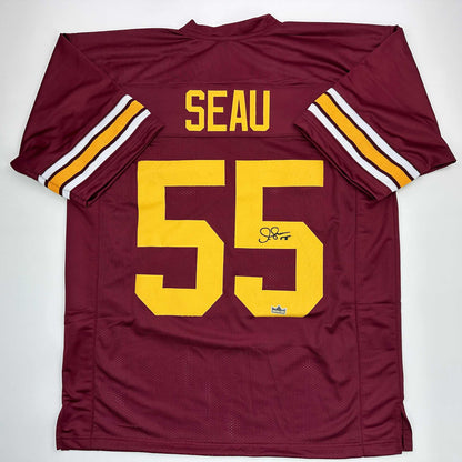 Facsimile Autographed Junior Seau USC Maroon Reprint Laser Auto College Football Jersey Size Men's XL