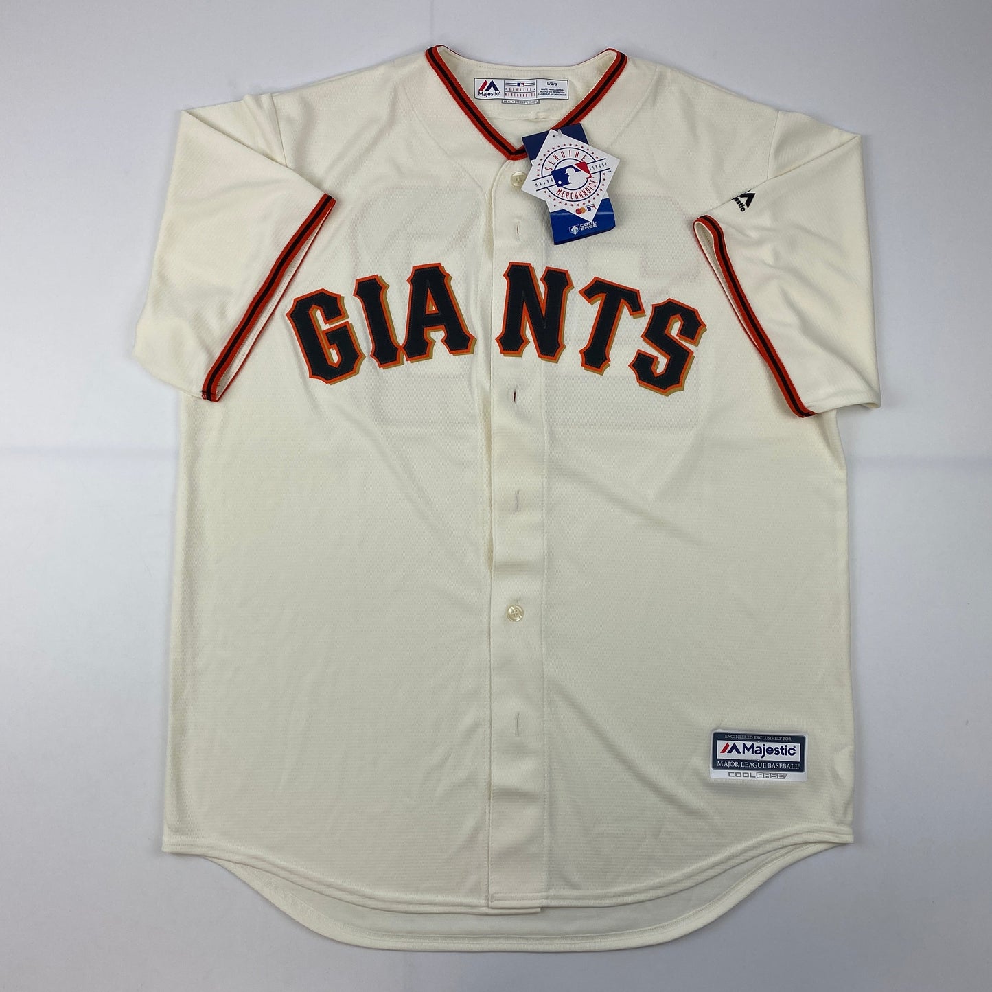 Autographed/Signed Buster Posey San Francisco Giants Cream Baseball Jersey Beckett BAS COA