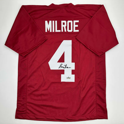 Facsimile Autographed Jalen Milroe Alabama Red Reprint Laser Auto College Football Jersey Size Men's XL