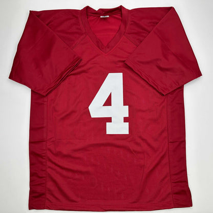Facsimile Autographed Jalen Milroe Alabama Red Reprint Laser Auto College Football Jersey Size Men's XL