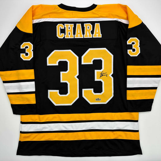 Facsimile Autographed Zdeno Chara Boston Black Reprint Laser Auto Hockey Jersey Size Men's XL