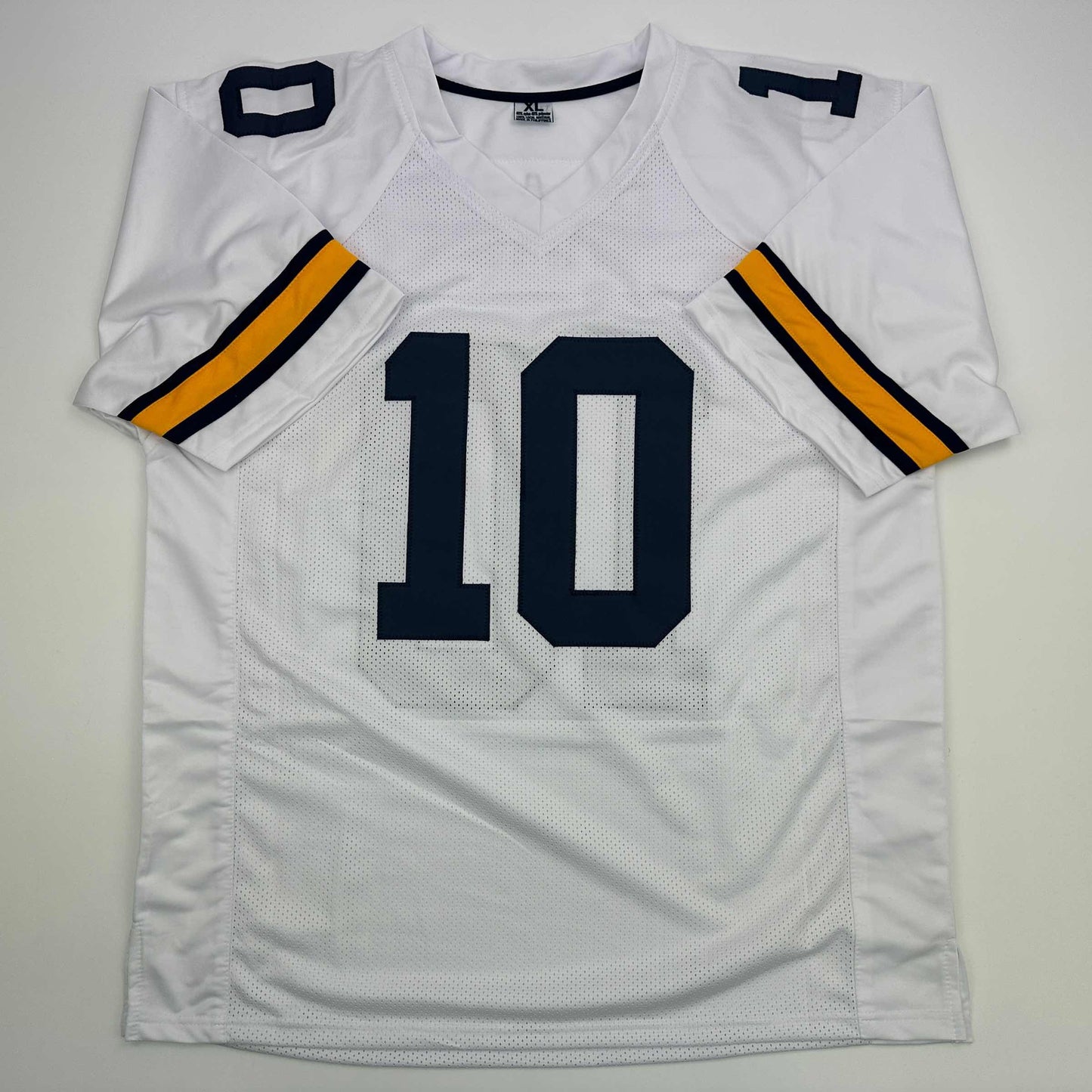 Facsimile Autographed Tom Brady Michigan White Reprint Laser Auto College Football Jersey Size Men's XL